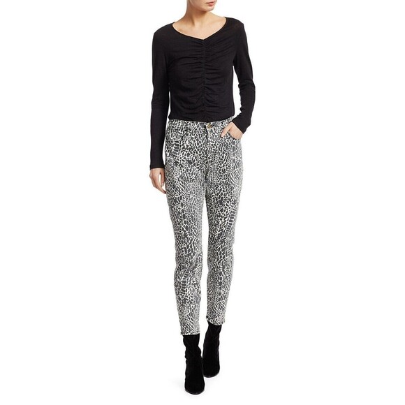 FRAME Le High Skinny Abstract Jeans Womens 23 Black Animal Print High Rise NWT - Picture 11 of 11